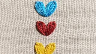 Very Easy Heart Design Hand Embroidery For Beginners#shorts Easy Little Hearts