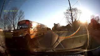 Greenon school bus cuts me off on rural road