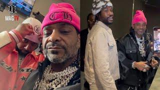 Jim Jones & Juelz Santana Link Wit Meek Mill Backstage At The Gervonta Davis Fight! 