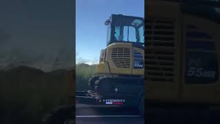 Digger on Truck Trailer Speeds By! #shorts #youtubeshorts