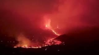 Volcano Eruption Illuminates Night Sky Over La Palma