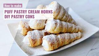 PUFF PASTRY CREAM HORNS - DIY PASTRY CONES