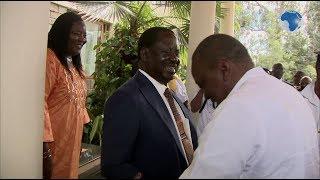 Raila Odinga hosts President Uhuru Kenyatta at his Bondo home.