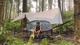 Heavy Rain in Floating Tent - Solo Camping Heavy Rain