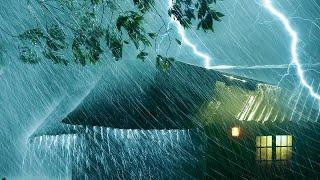 Deep Sleep Hypnosis with Thunderstorm Sounds | Intense Rainstorm on Tin Roof, Mighty Thunder & Wind