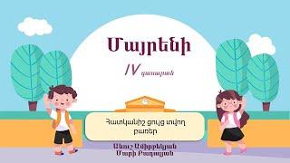 Մայրենի․ Հատկանիշ ցույց տվող բառեր․ IV դասարան