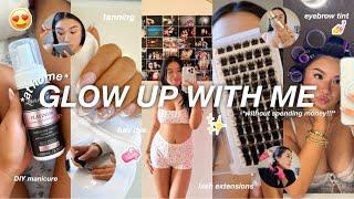 EXTREME 24 HOUR GLOW UP *at home*  press on nails, lash extensions, hair dye, brow tint, + more!