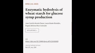 Enzymatic hydrolysis of wheat starch for glucose syrup production | RTCL.TV