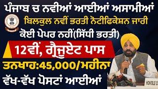 Punjab Government Latest Recruitment Aug 2024|Punjab Jobs 2024|Punjab Bharti August 2024