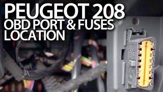 Peugeot 208 fuses and OBD2 diagnostic port location