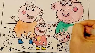 peppa pig colouring for kids | step by step painting | learn how to draw for kids