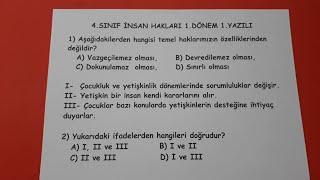 4.sınıf insan hakları 1.dönem 1.yazılı @Bulbulogretmen #4sınıf #insan #insanhakları