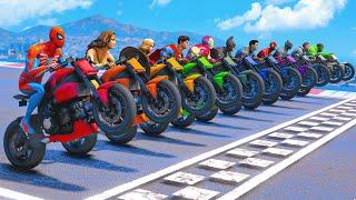 MARVEL RIVALS VS DC HEROS w SPIDER-MAN, HULK | Racing Motorcycles Event Competition Challenge #1091