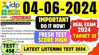 IELTS Listening Practice Test 2024 with Answers | 04.06.2024 | Test No - 458