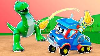 SuperTruck makes a Dinosaur Friend  | Cars & Trucks Rescue for Kids  | SuperTruck | Dinosaur
