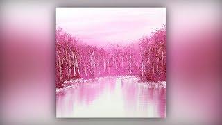 easy Abstract Landscape / Acrylic Painting / Pink / Demo #015