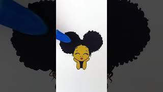 ⏪⏪ Reverse Play  Peekaboo Girl Glitter Afro Hairstyle ️ #glitter #girl #kids #art #color #easy