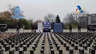 WATCH: Drone footage of 11 tonnes of cocaine displayed by Spanish police