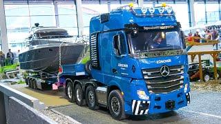 RC MODEL TRUCK SCANIA CAR TRANSPORT, RC TRUCKS MAN YACHT TRANSPORT, RC MACHINES, RC WHEEL LOADER!!