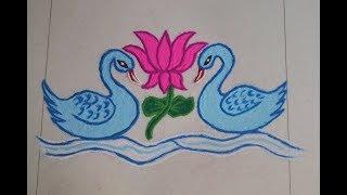 Vasant Panchami Rangoli Designs 2020 || Lotus Flower Rangoli