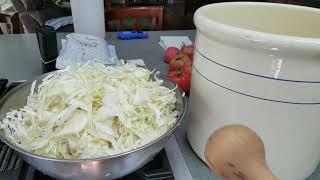 Traditional Sauerkraut in a crock   Harvest to Crock, Easy step by step