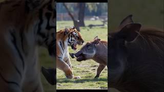 battle of tiger vs wild boar  #tiger #wildanimals #shorts