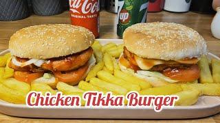 How To Make a Chicken Tikka Burger - Easy Homemade Recipe | Spicy Chicken Tikka Burger