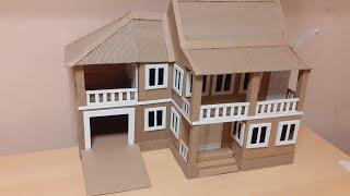 Make a Beautiful House from Cardboard-simple DIY|como hacer una casa de carton| कार्डबोर्ड से बना घर