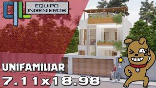  Vivienda Unifamiliar 2 Pisos  SAN ANTONIO-CAÑETE 7.11x18.98m en  | Equipo Ingenieros SAC