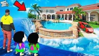 Franklin Shinchan And Pinchan Surprised By New Water Floating Mansion in GTA 5!