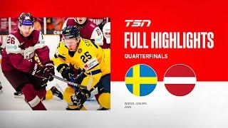 2025 World Junior Championship Quarterfinal Highlights: Sweden vs Latvia