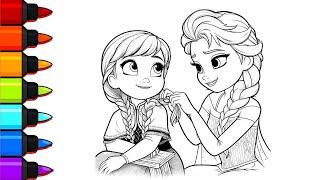 Elsa And Anna Frozen Drawing - Kids Video Draw, Painting And Coloring For Kids, Toddler | Let's Draw