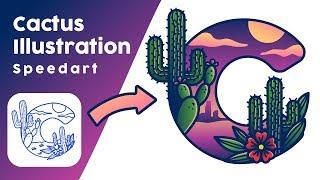 Cactus Vector Illustration in Adobe Illustrator
