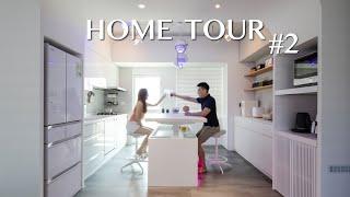 House Tour｜White Japanese open kitchen with 10-person elevated center island bar + dining table