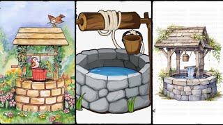 Draw well sketch illustration || Water well clipart || Wishing well design @InspireArtLinkings