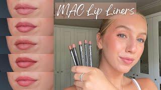 MAC Lip Liner Try On  | Oak, Subculture, Boldy Bare, Whirl + Spice!