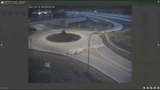 Roundabout at North Spokane Corridor Interchange with North Freya Street closing for construction