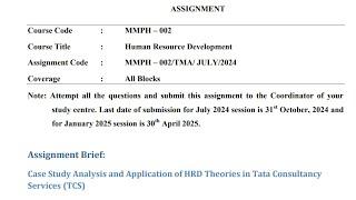 IGNOU MMPH - 002 Solved Assignment July 2024 Jan 2025 PDF | MBA | Human Resource Development