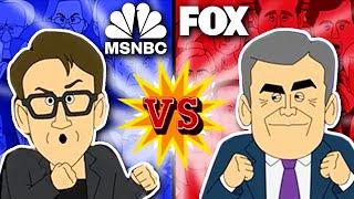 Fox News vs MSNBC | Cartoon Rap Battle (feat Hannity, Maddow, Kanye)