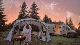 WE CAMPED IN HEAVY RAIN UNDER THUNDER AND LIGHTNING