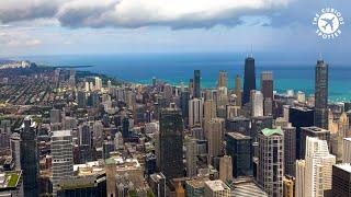 Stunning 15 Mile MAX ZOOM: B747 Landing at O'Hare Seen from the top of Willis Tower!