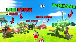 LOKI HYDRA. ARMY KILLER, MECHA HYDRA, GREEN MAMOOTH vs DOMINATOR in Animal Revolt Battle Simulator