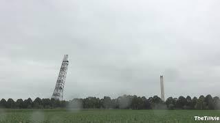 Gaszuiveringsinstalatie NAM Emmen. Opblazen  fakkeltoren en schoorsteen.