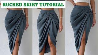 DIY: How to cut and sew a draped ruched skirt | pattern drafting and sewing tutorial