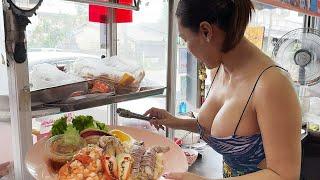 Former Thai Top Model Cooks HUGE Portions - Thai Street Food