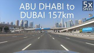 4K Highway Drive from Abu Dhabi to Dubai thru E11 Sheikh Zayed Rd 157km[UAE Drive#3-1]