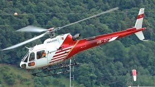 Airbus Helicopters AS350B3 Air Glaciers landing & take off at Sion airport (Switzerland)