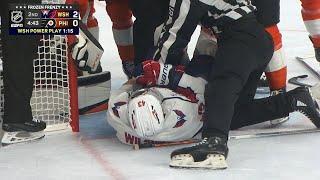 Scrum Ensues After Tom Wilson Gives Samuel Ersson A Late Poke