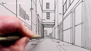 How to Draw an Alleyway using One-Point Perspective: Easy