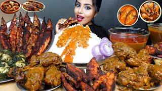 ASMR Eating Spicy Chicken Vindaloo Curry,Rice,Fish Curry,Leg Piece,Fry Big Bites ASMR Eating Mukbang